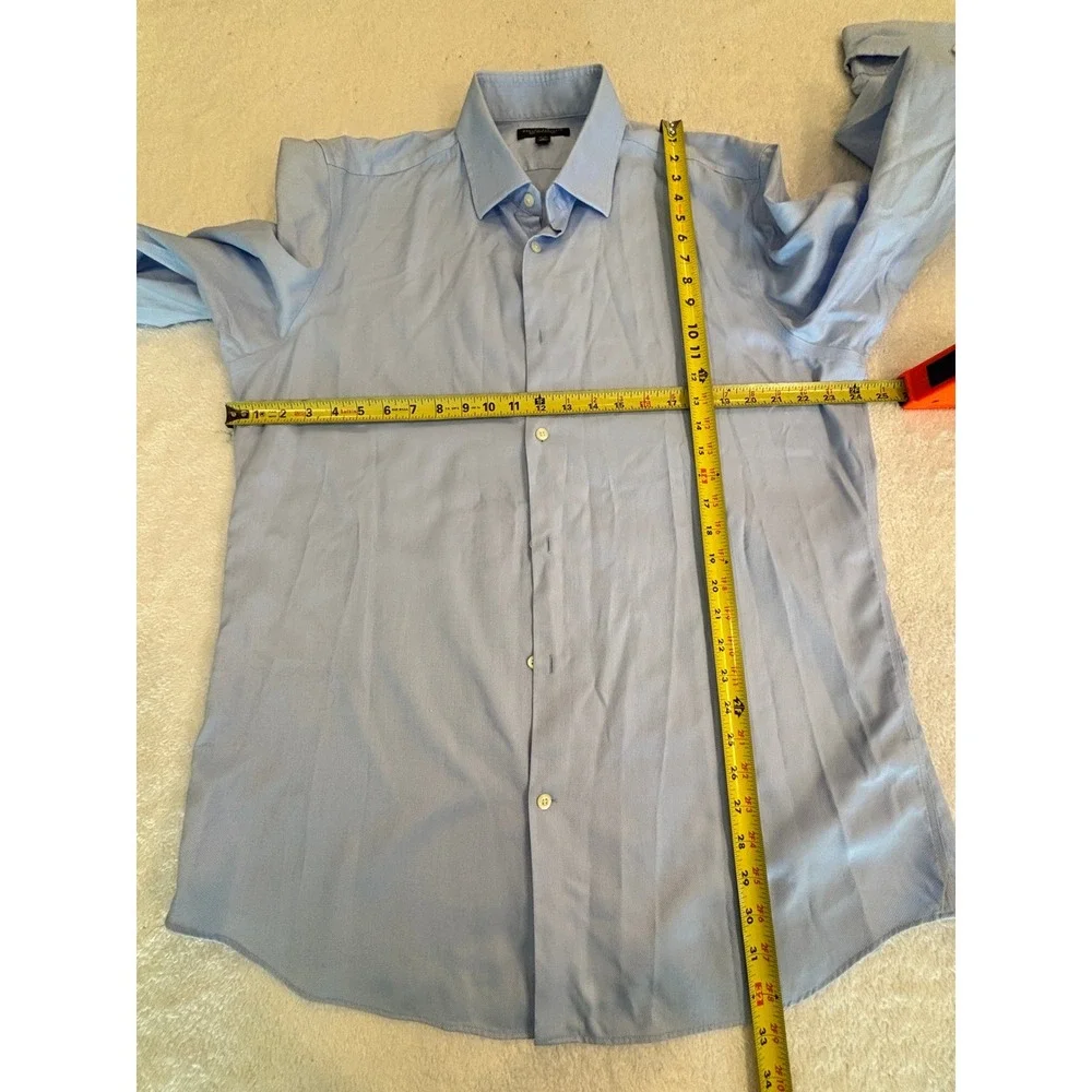 Banana Republic Mens XL Slim Fit Non Iron Dress Shirt Blue Long Sleeve 17-17.5